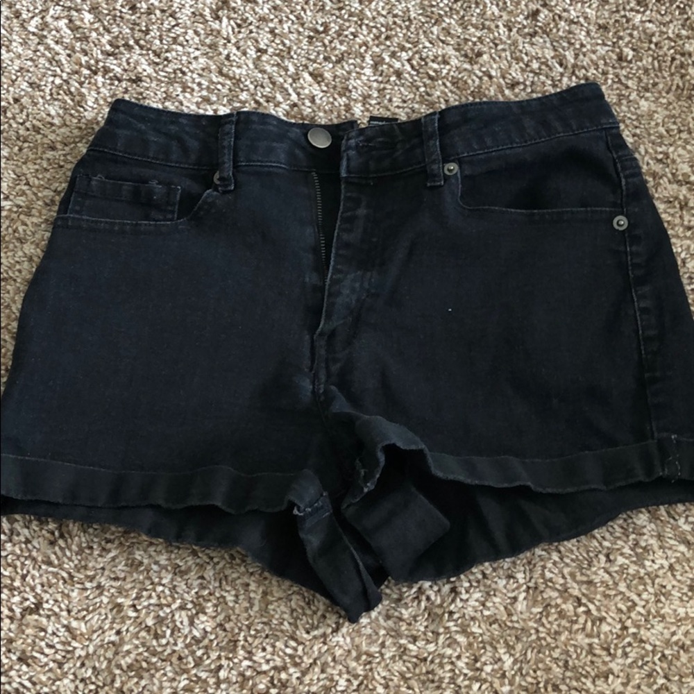 Black cuffed short shorts